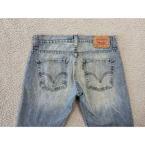 Levis 511 Jeans Mens Size 32x31 (32x32.5) Denim Straight Leather Patches Raw Hem - Picture 9 of 11